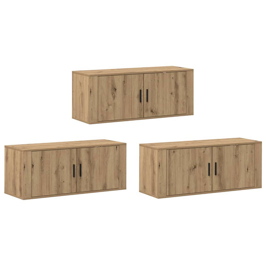 Wall-mounted TV Cabinet Set 3 pcs Artisan Oak Engineered Wood Wall-mounted TV Cabinet Set 3 pcs Artisan Oak Engineered Wood