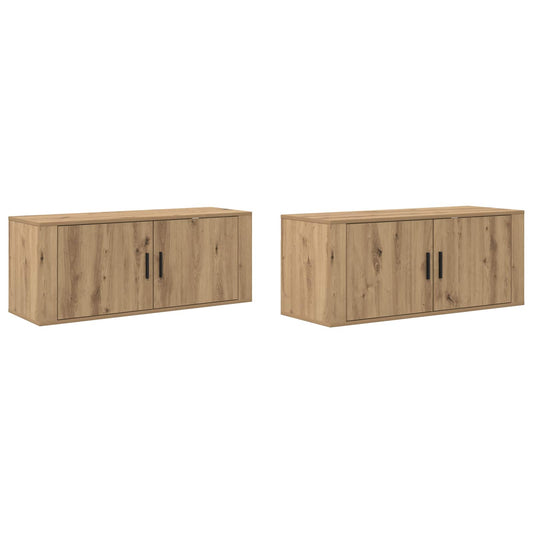Wall-mounted TV Cabinet Set 2 pcs Artisan Oak Engineered Wood Wall-mounted TV Cabinet Set 2 pcs Artisan Oak Engineered Wood