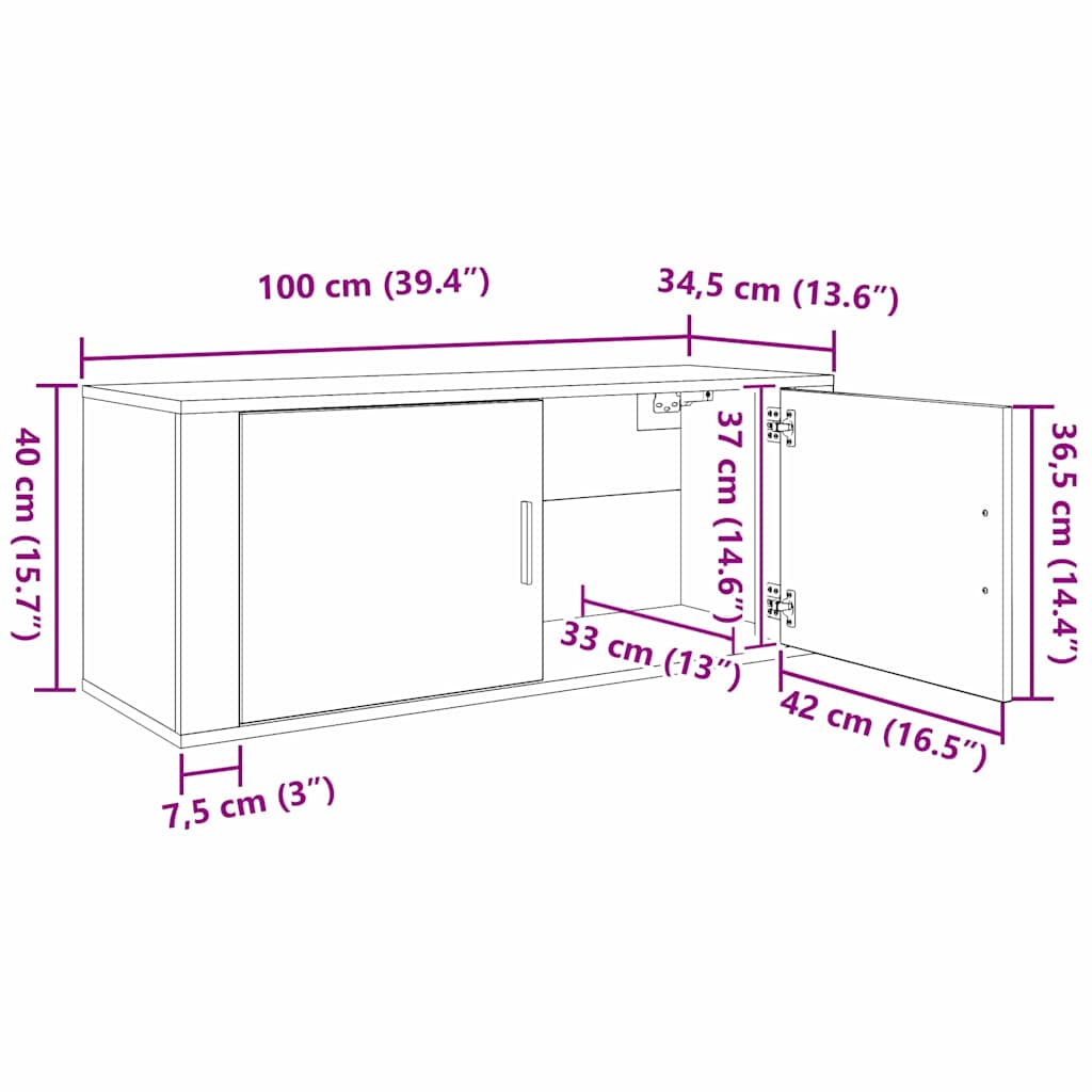 Wall-mounted TV Cabinet Set 3 pcs Black Oak Engineered Wood
