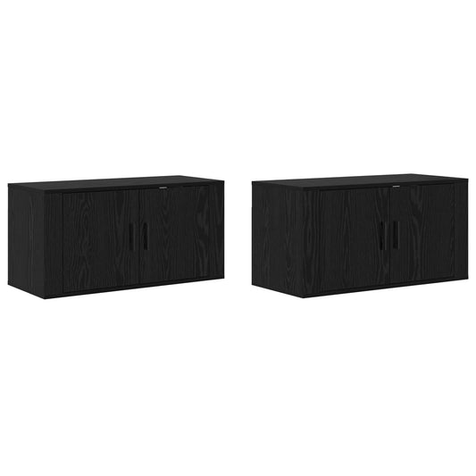 Wall-mounted TV Cabinet Set 2 pcs Black Oak 80 x 34.5 x 40 cm Wall-mounted TV Cabinet Set 2 pcs Black Oak 80 x 34.5 x 40 cm