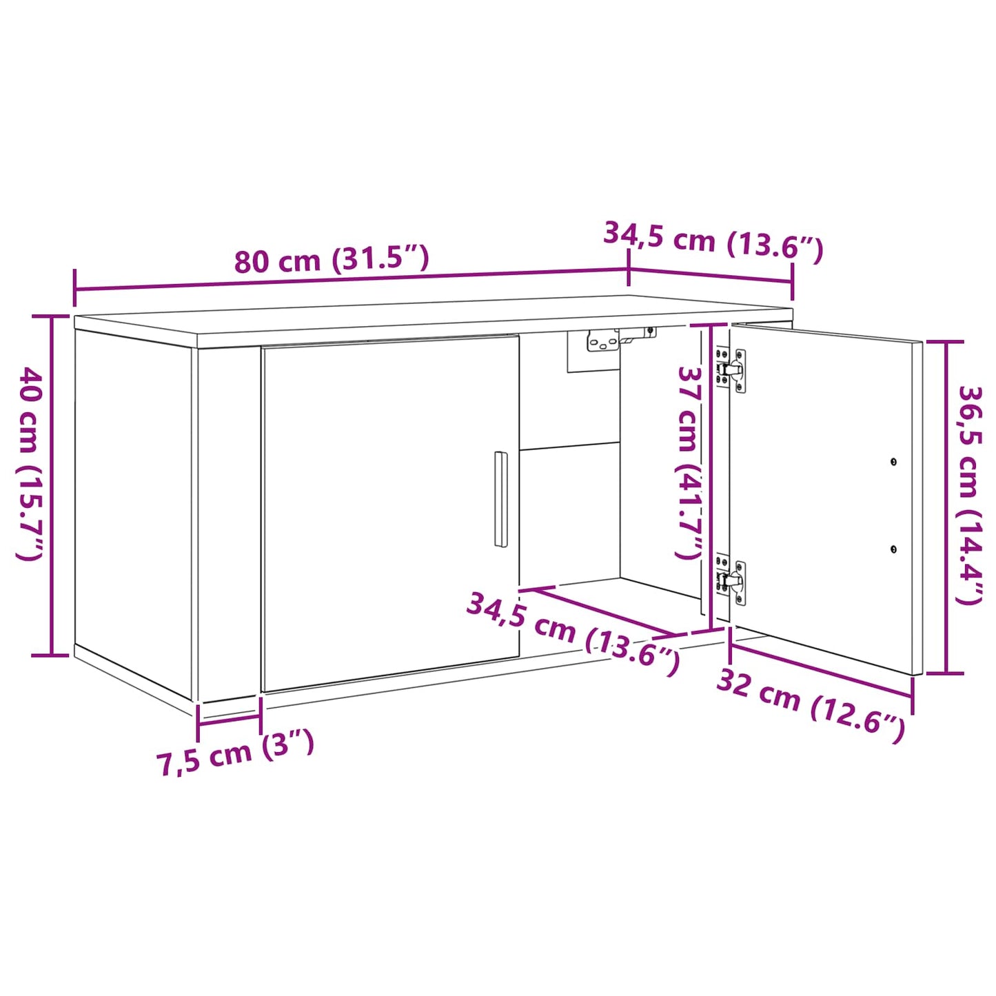 Wall-mounted TV Cabinet Set 2 pcs Black Oak Engineered Wood