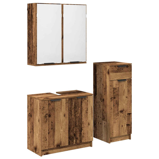 Bathroom Furniture Set 3 pcs Old Wood Engineered Wood Bathroom Furniture Set 3 pcs Old Wood Engineered Wood