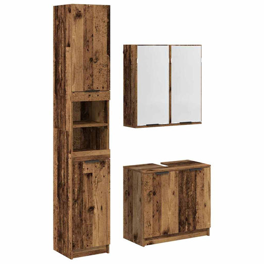 Bathroom Cabinet Set 3 pcs Old Wood Engineered Wood Bathroom Cabinet Set 3 pcs Old Wood Engineered Wood