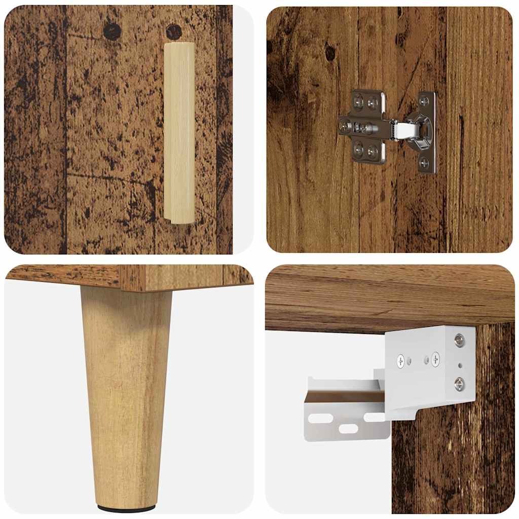 Highboard Old Wood 69.5 x 34 x 180 cm Engineered Wood and Glass