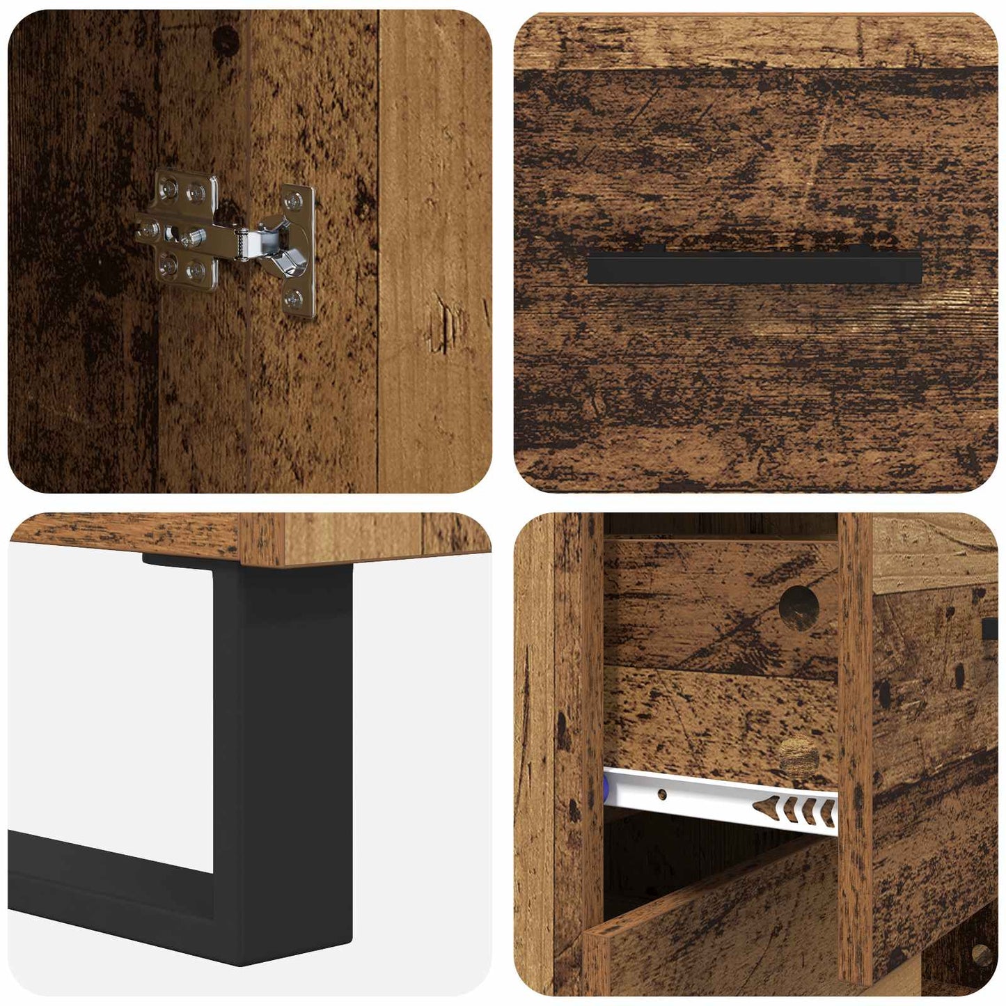 Highboard with Drawer 2 pcs Old Wood Engineered Wood