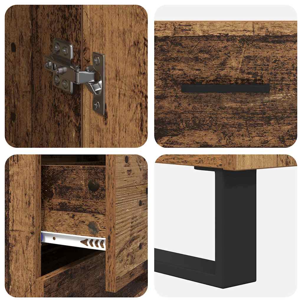 Highboard with Drawer 2 pcs Old Wood Engineered Wood