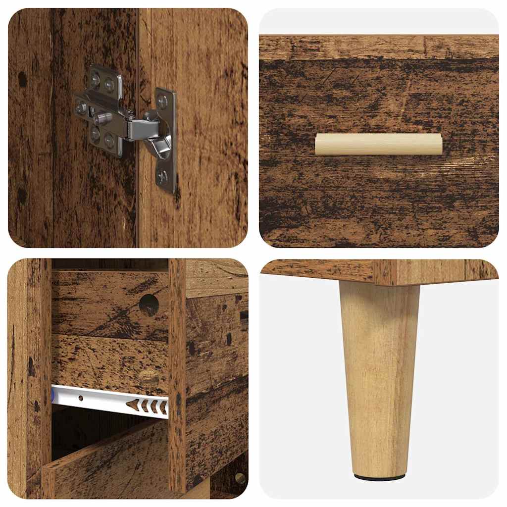 Highboard Old Wood 69.5 x 34 x 180 cm Engineered Wood and Glass