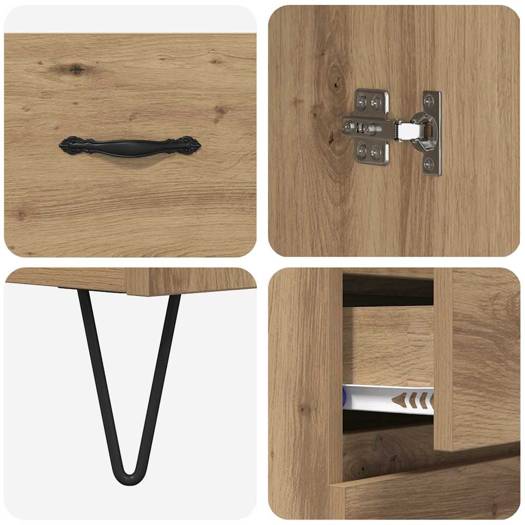 Highboard 2 pcs Artisan Oak Engineered Wood and Glass