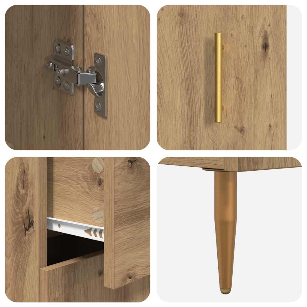 Highboard with Drawer 2 pcs Artisan Oak Engineered Wood