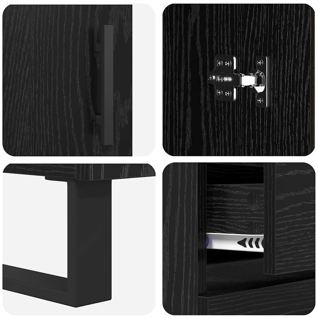 Highboard Black Oak 69.5 x 34 x 180 cm Engineered Wood