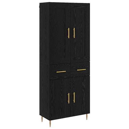 Highboard Black Oak 69.5 x 34 x 180 cm Engineered Wood Highboard Black Oak 69.5 x 34 x 180 cm Engineered Wood