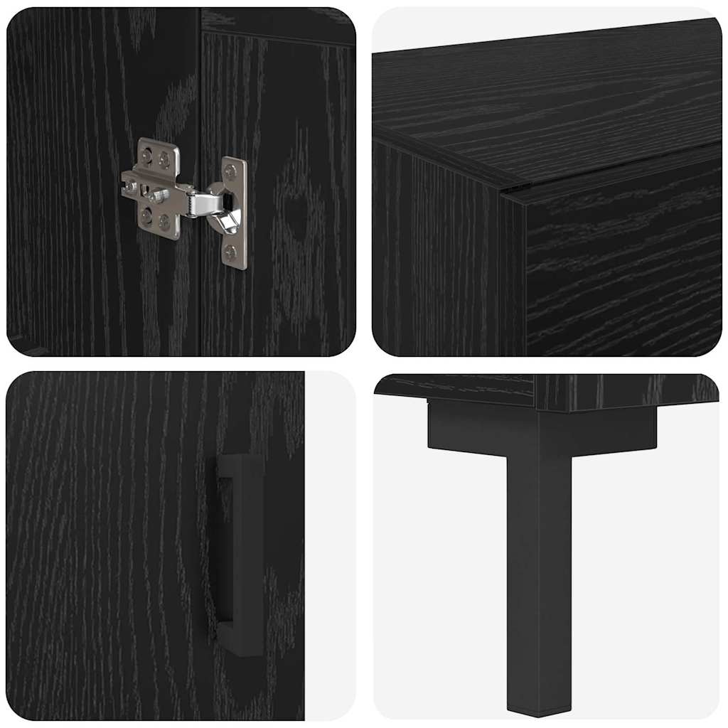 Highboard 2 pcs Black Oak Engineered Wood