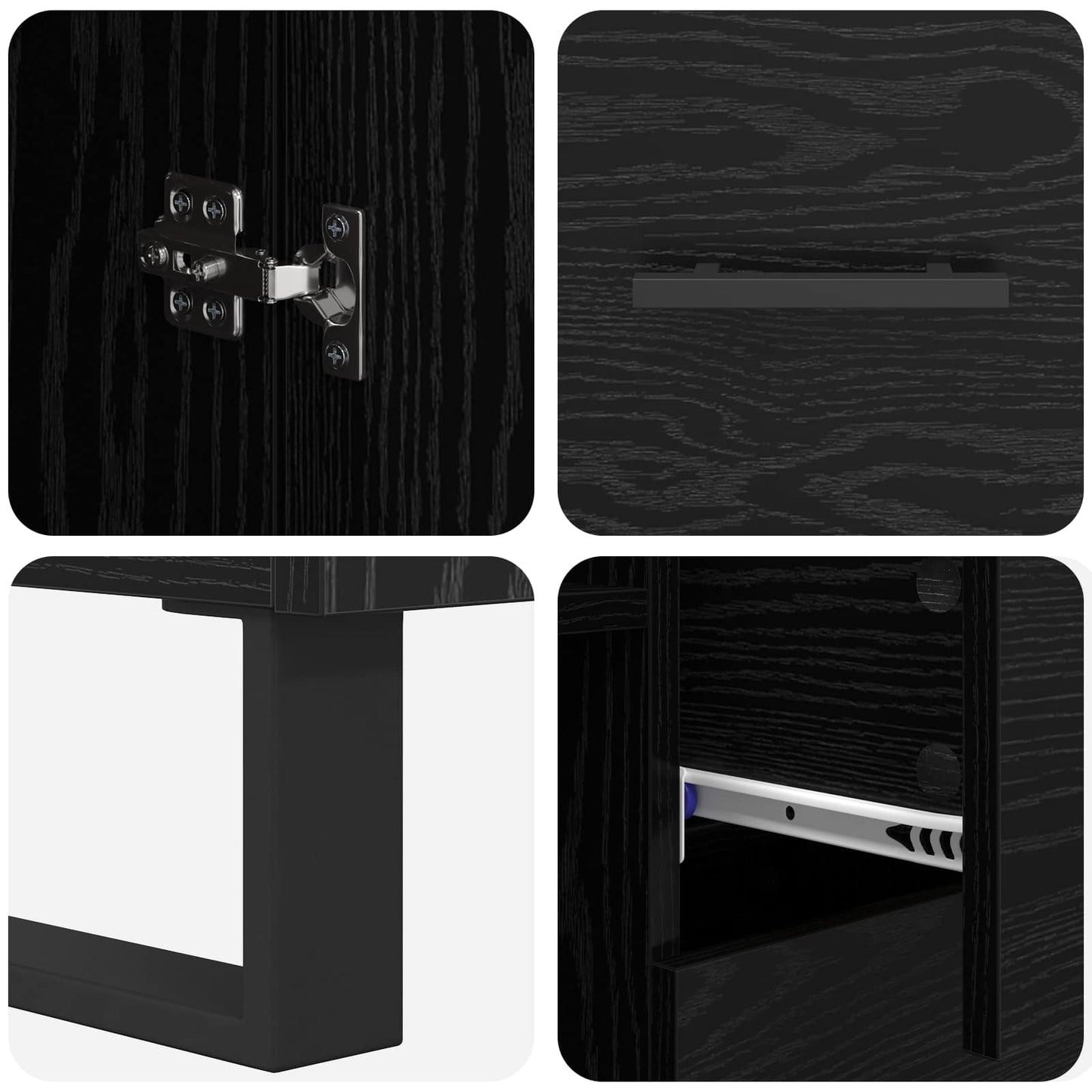 Highboard with Drawer 2 pcs Black Oak 69.5 x 34 x 180 cm