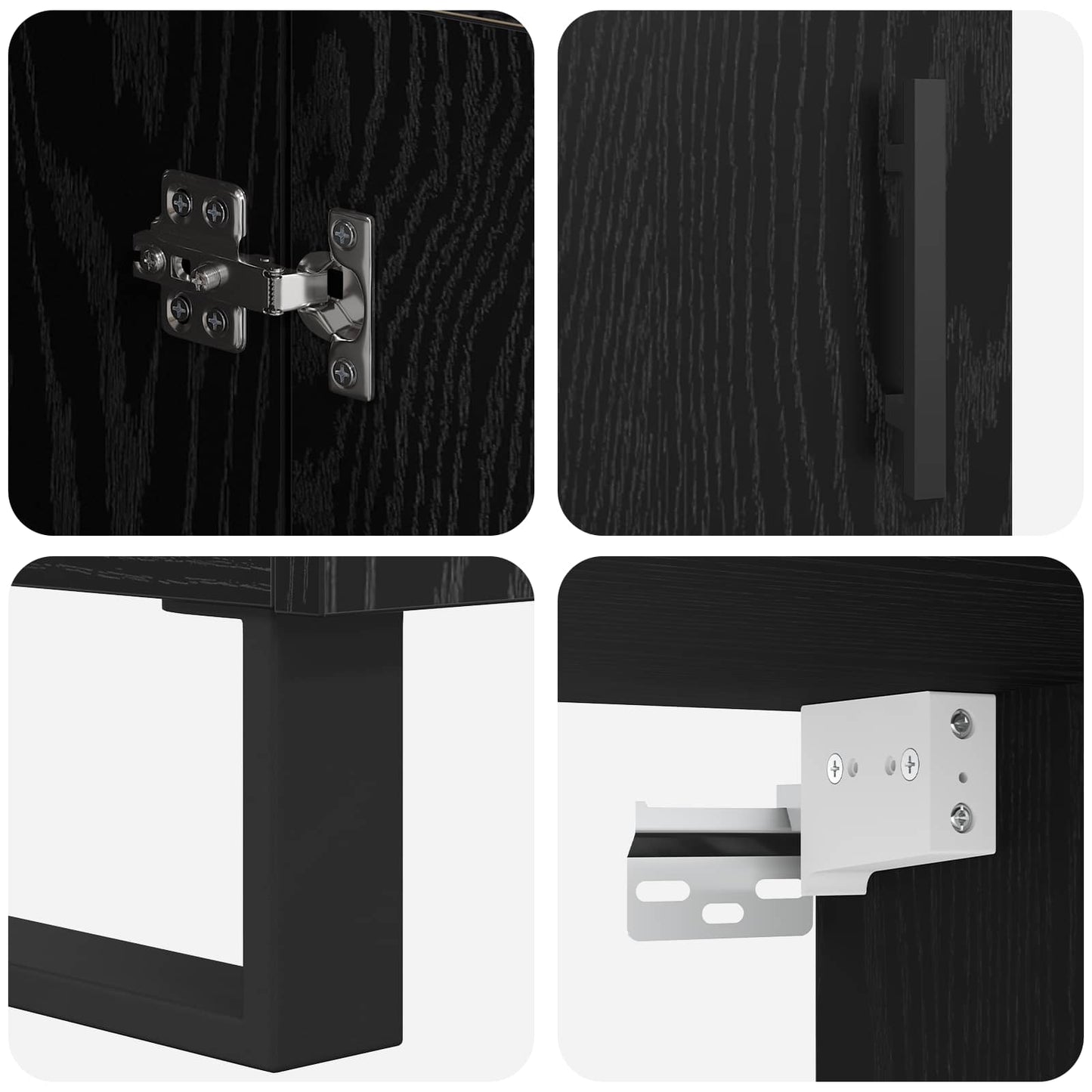 Highboard Black Oak 69.5 x 34 x 180 cm Engineered Wood