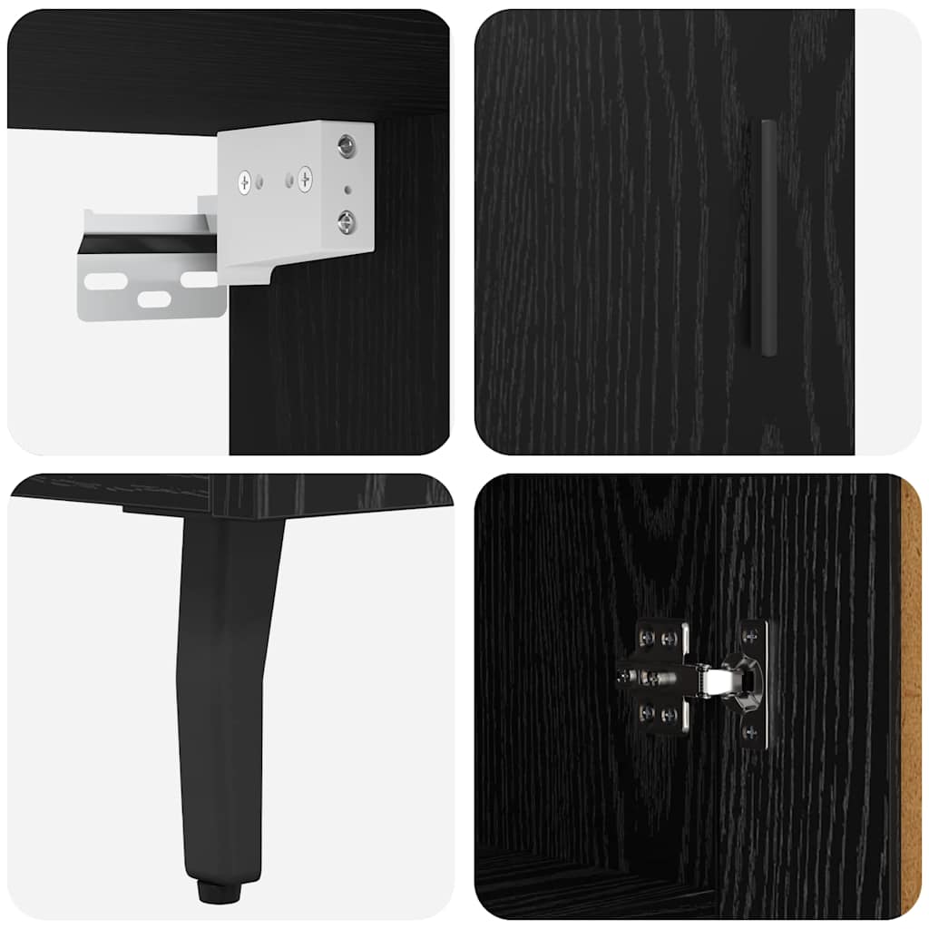 Highboard 2 pcs Black Oak Engineered Wood