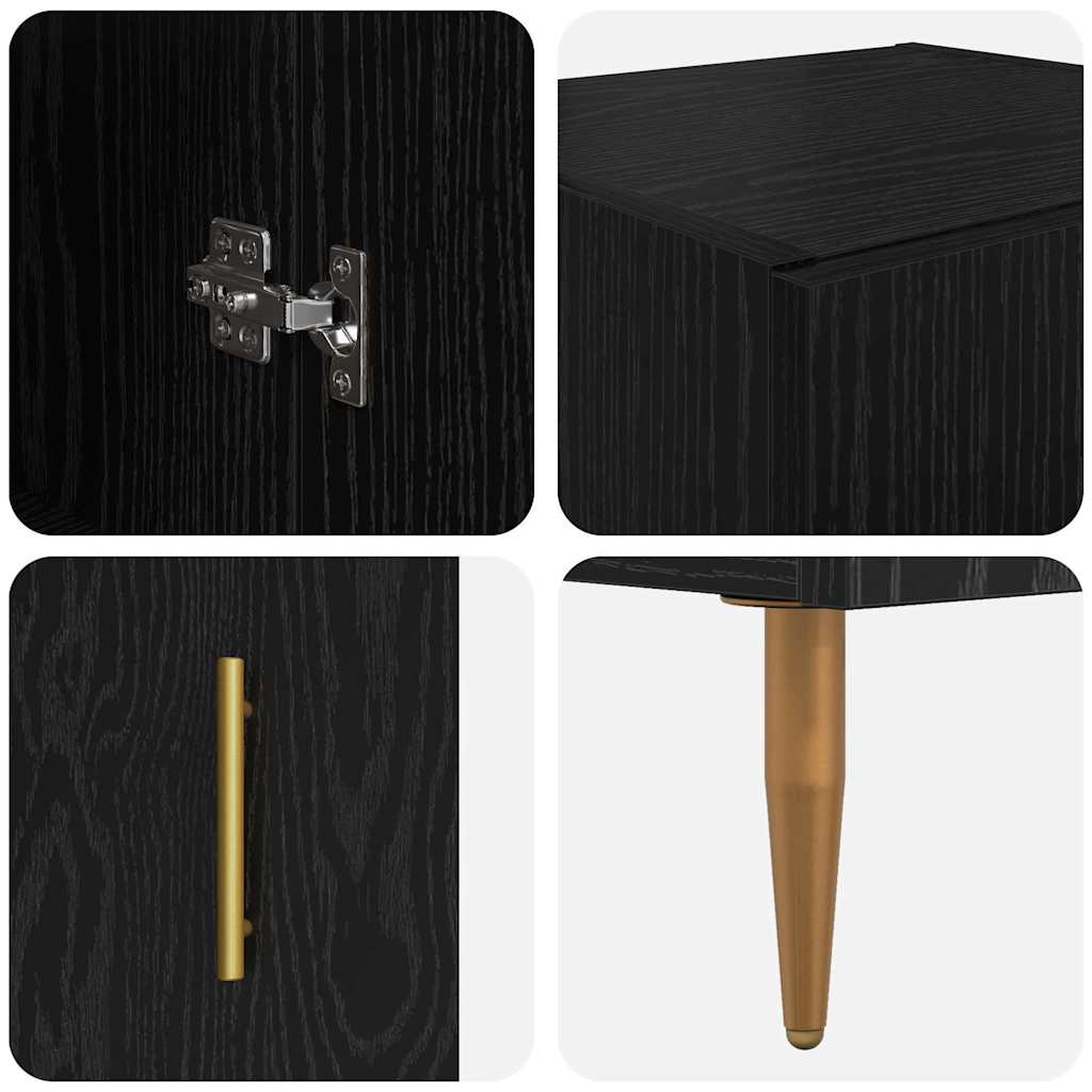 Highboard 2 pcs Black Oak Glass