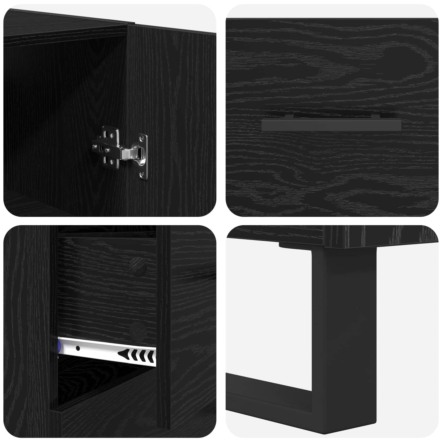 Highboard with Drawer 2 pcs Black Oak 69.5 x 34 x 180 cm