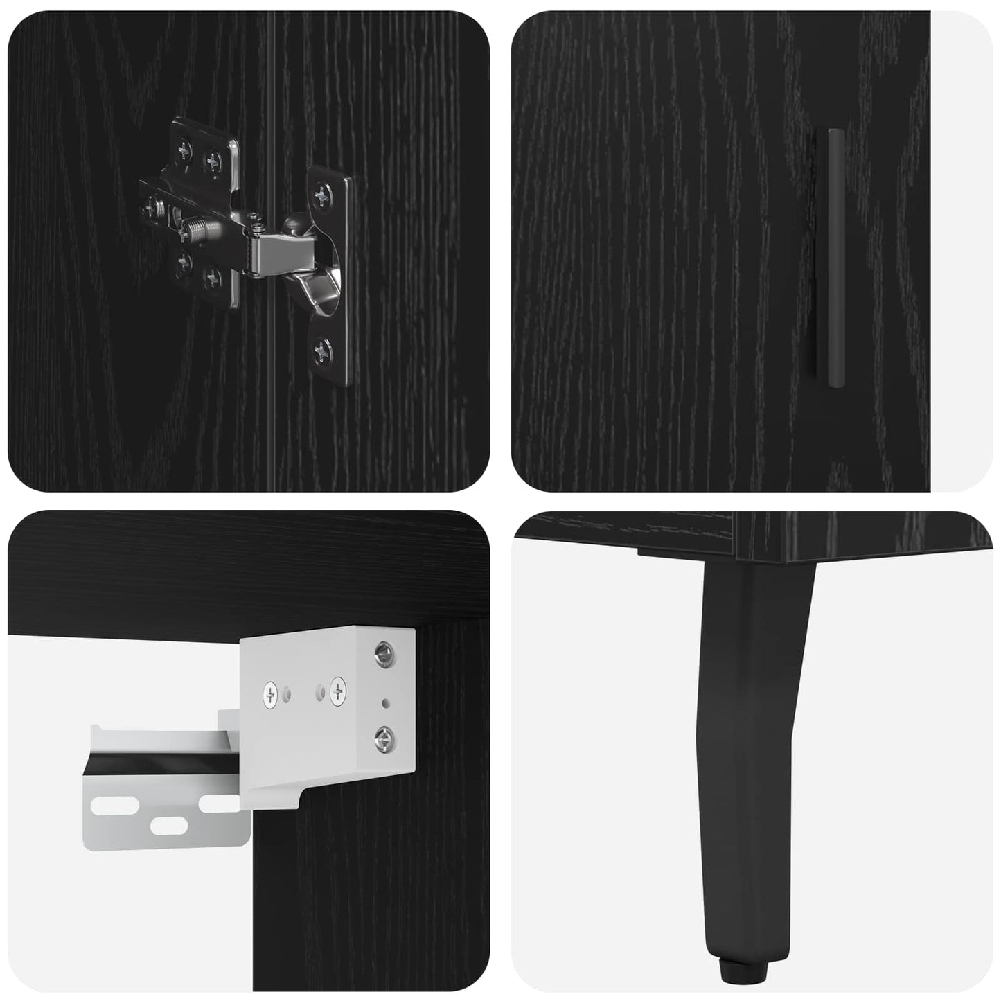 Highboard 2 pcs Black Oak Engineered Wood