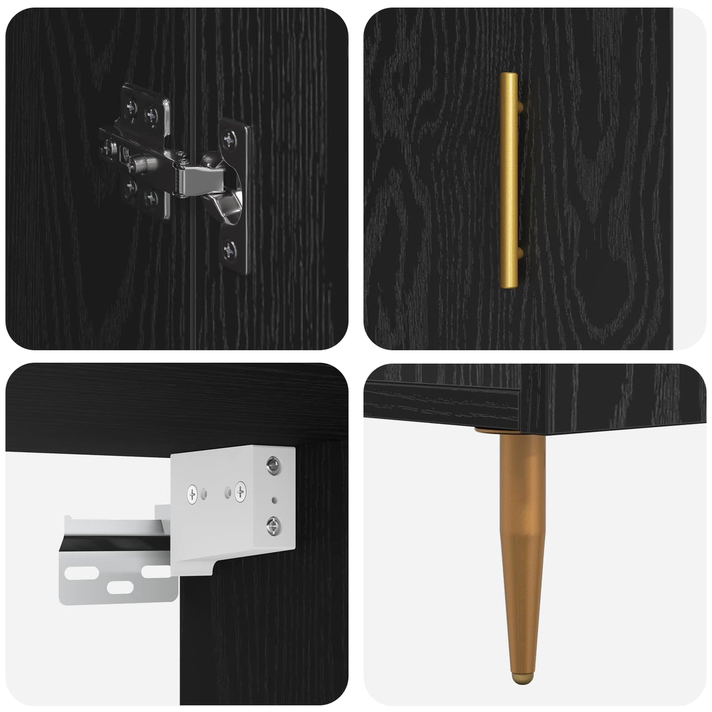 Highboard Black Oak 69.5 x 34 x 180 cm Engineered Wood