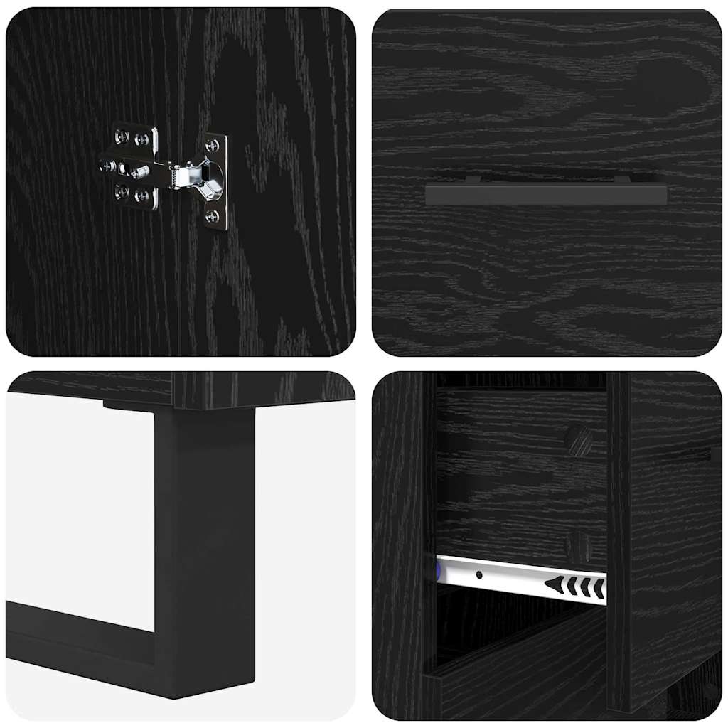 Highboard Black Oak 69.5 x 34 x 180 cm Engineered Wood