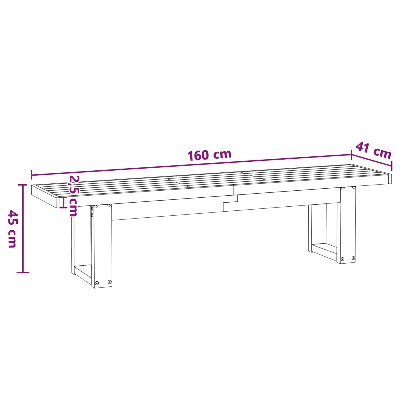 Dining Bench NOAIN 160 x 41 x 45 cm Solid Pine Wood Natural