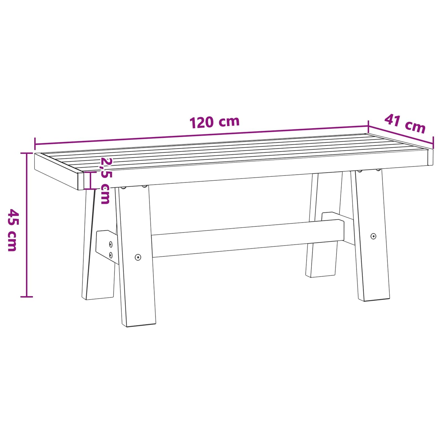 Dining Bench NOAIN 120 x 41 x 45 cm Solid Pine Wood Black