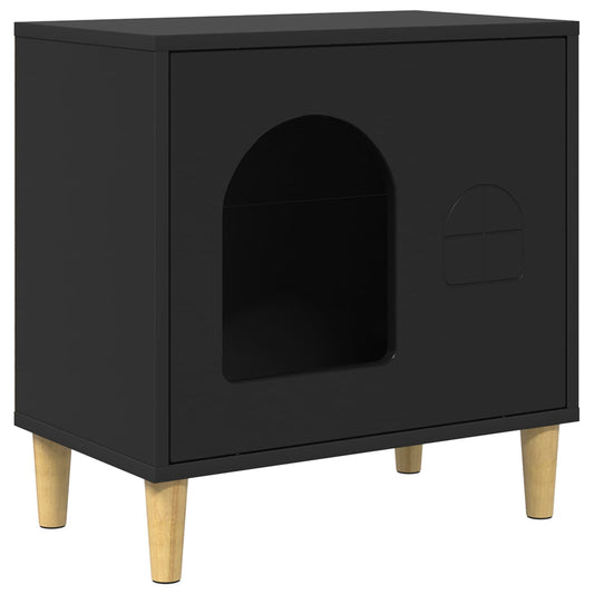 Cat House Black 51 x 30 x 52 cm Engineered Wood Cat House Black 51 x 30 x 52 cm Engineered Wood
