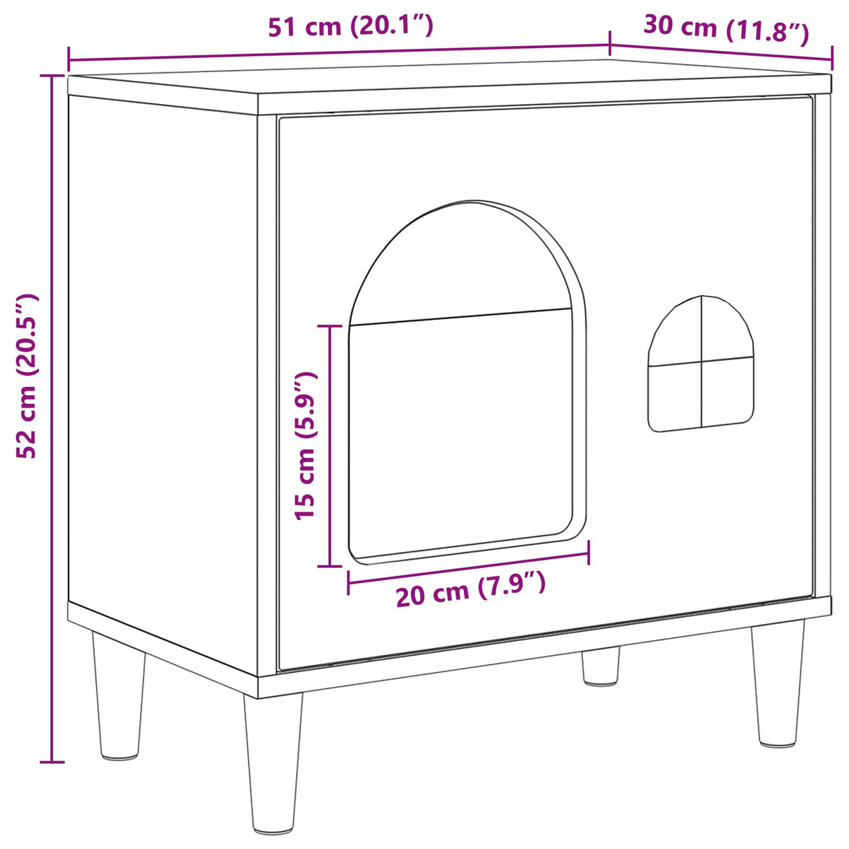 Cat House Black 51 x 30 x 52 cm Engineered Wood