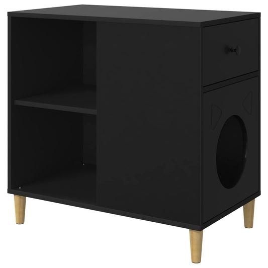 Cat House Black 72 x 42.5 x 70 cm Engineered Wood Cat House Black 72 x 42.5 x 70 cm Engineered Wood