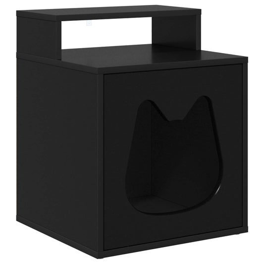 Cat House Black 42.5 x 40 x 53.5 cm Engineered Wood Cat House Black 42.5 x 40 x 53.5 cm Engineered Wood