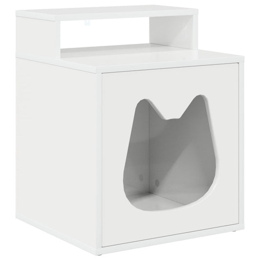 Cat House Gloss White 42.5 x 40 x 53.5 cm Engineered Wood Cat House Gloss White 42.5 x 40 x 53.5 cm Engineered Wood