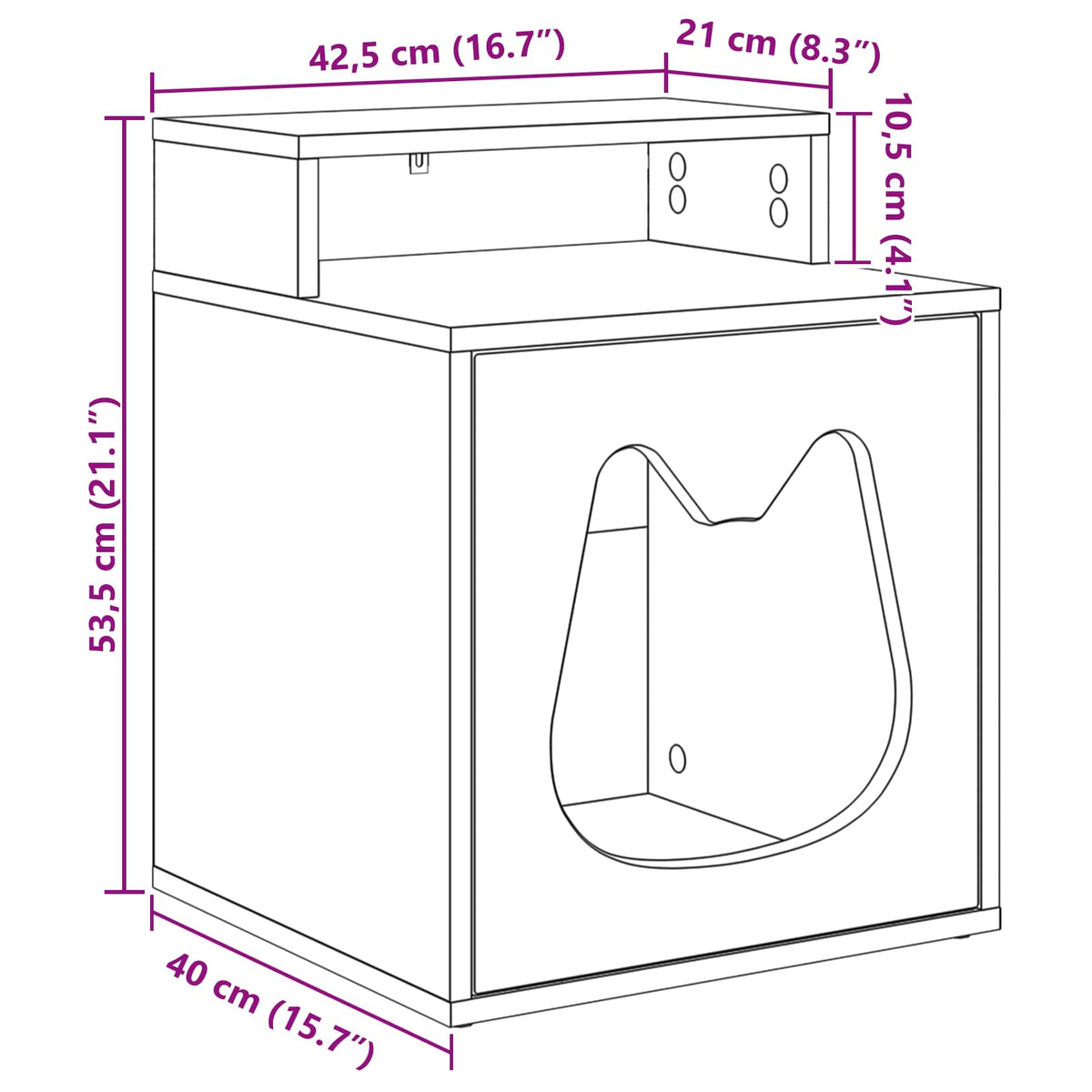 Cat House Gloss White 16.73 x 15.75 x 21.06 in Engineered Wood