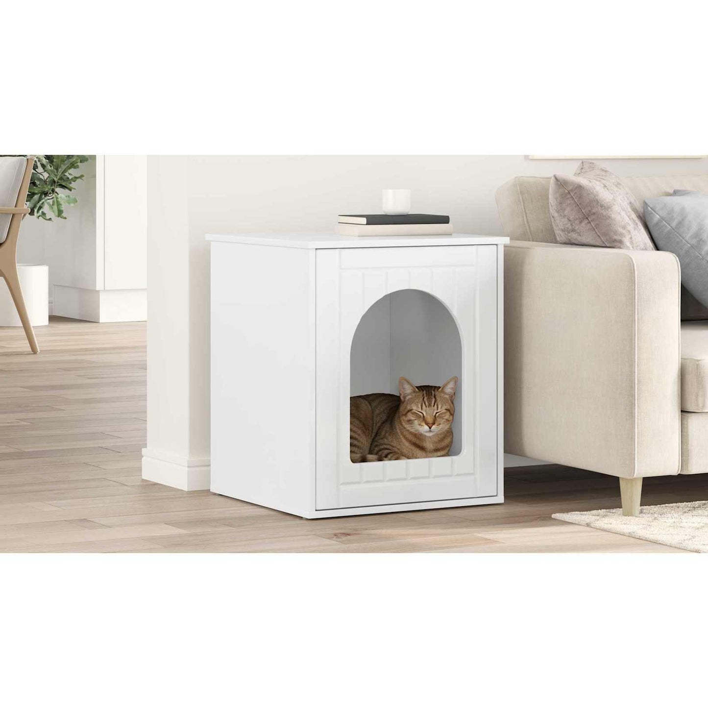 Cat House Gloss White 53 x 52 x 62 cm Engineered Wood