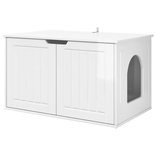 Cat House Gloss White 85 x 55 x 50.5 cm Engineered Wood Cat House Gloss White 85 x 55 x 50.5 cm Engineered Wood