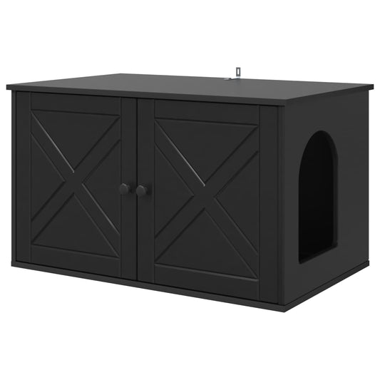 Cat House Black 85 x 55 x 50.5 cm Engineered Wood Cat House Black 85 x 55 x 50.5 cm Engineered Wood