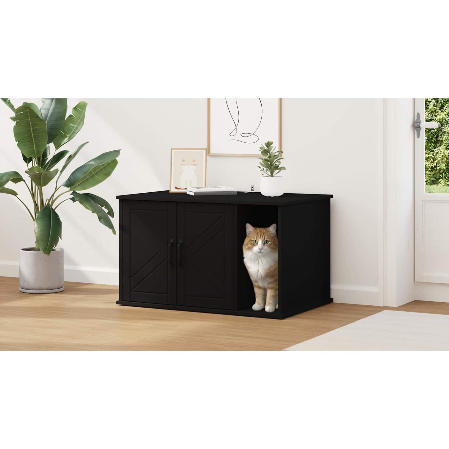 Cat House Black 85 x 55 x 50 cm Engineered Wood