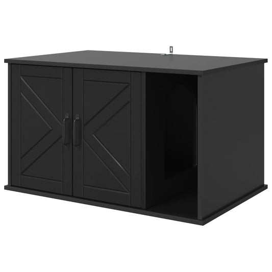 Cat House Black 85 x 55 x 50.5 cm Engineered Wood Cat House Black 85 x 55 x 50.5 cm Engineered Wood
