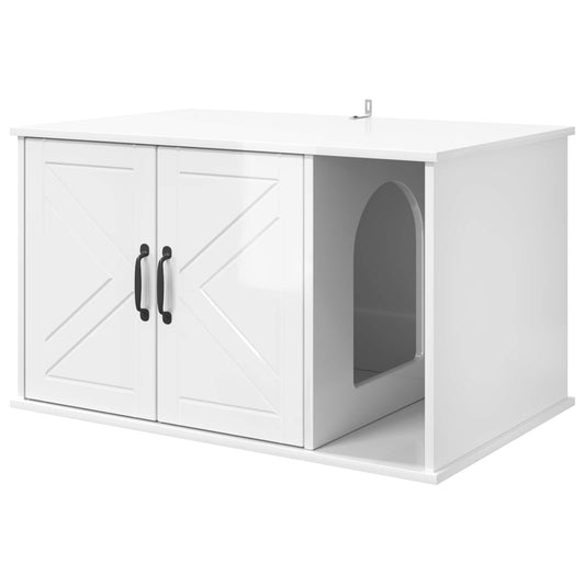 Cat House Gloss White 85 x 55 x 50.5 cm Engineered Wood Cat House Gloss White 85 x 55 x 50.5 cm Engineered Wood