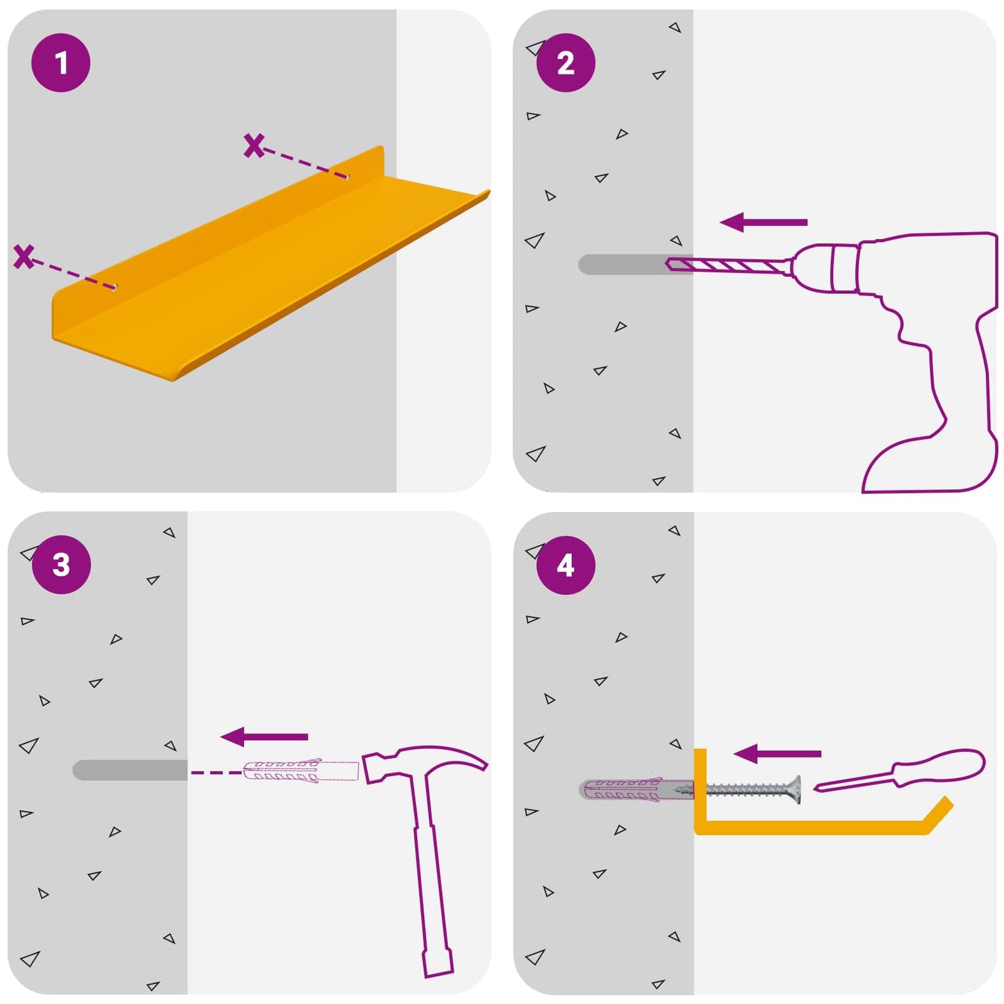 Floating Shelf 3 pcs Mustard Yellow 40 x 9 x 2.5 cm Steel