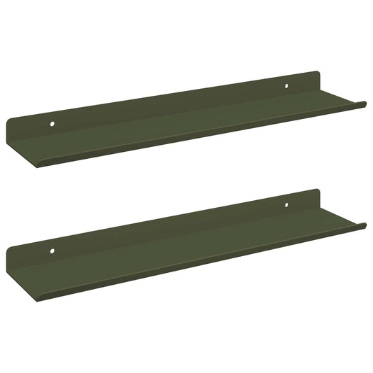 Floating Shelf 2 pcs Olive Green 40 x 8.5 x 2.5 cm Steel Floating Shelf 2 pcs Olive Green 40 x 8.5 x 2.5 cm Steel