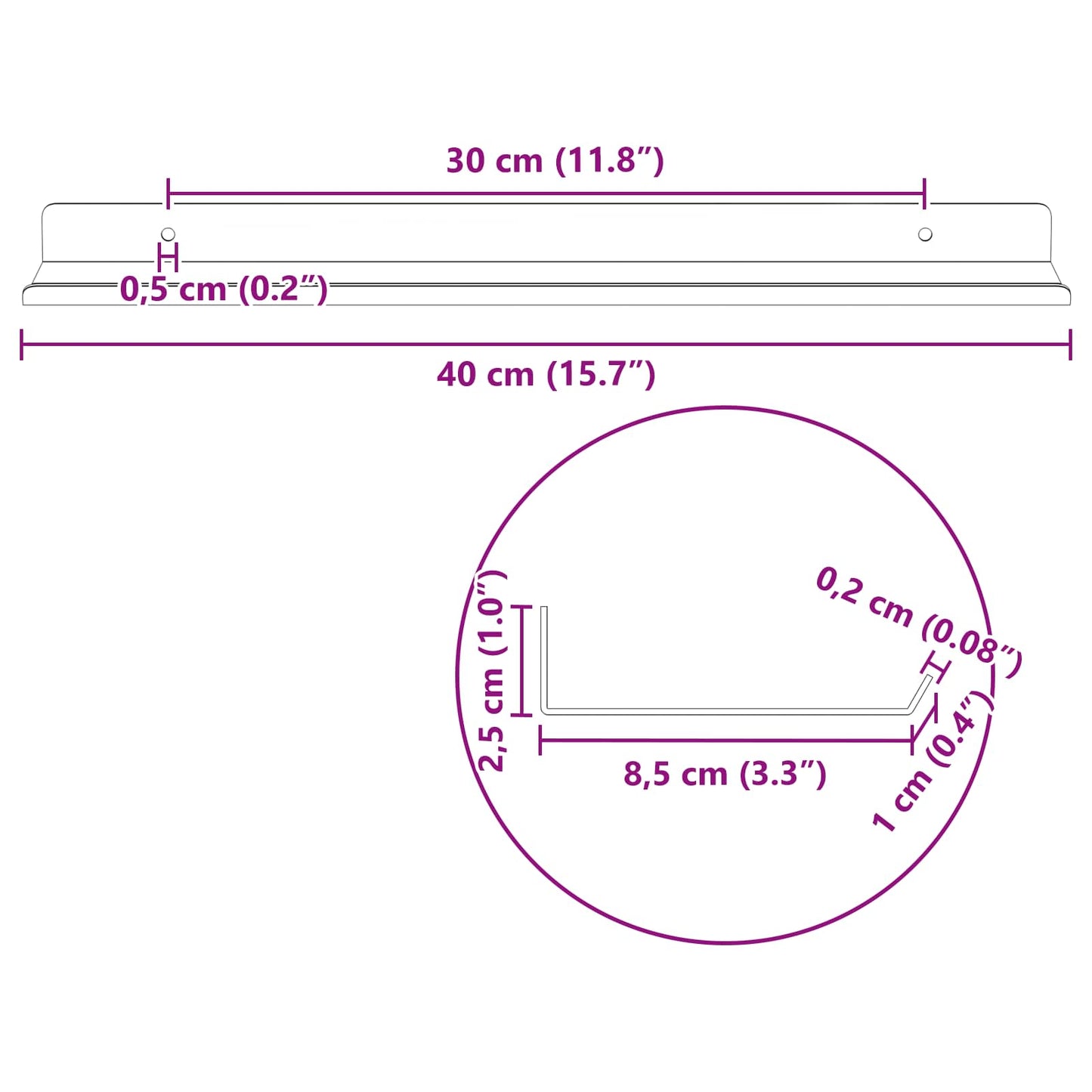 Floating Shelf Wall-mounted 2 pcs White 40 x 9 x 2.5 cm Steel