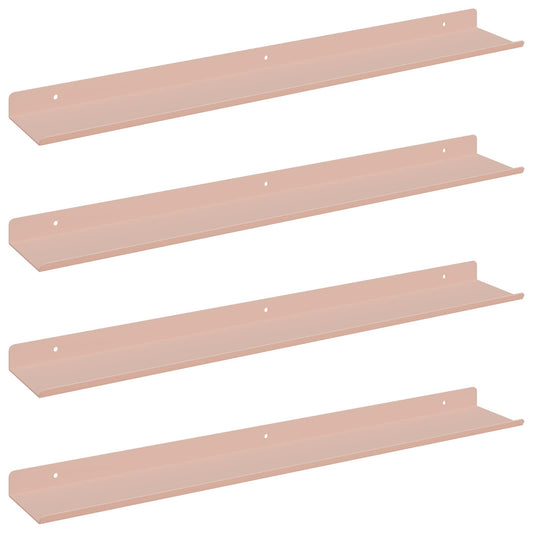 Floating Shelf 4 pcs Pink 60 x 8.5 x 2.5 cm Steel Floating Shelf 4 pcs Pink 60 x 8.5 x 2.5 cm Steel
