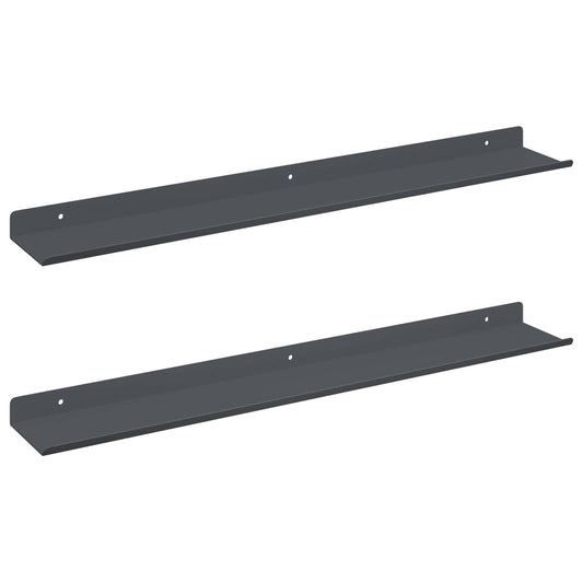 Floating Shelf 2 pcs Anthracite 60 x 8.5 x 2.5 cm Steel Floating Shelf 2 pcs Anthracite 60 x 8.5 x 2.5 cm Steel
