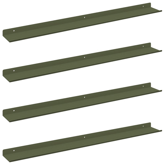 Floating Shelf 4 pcs Olive Green 80 x 9 x 2.5 cm Steel Floating Shelf 4 pcs Olive Green 80 x 9 x 2.5 cm Steel