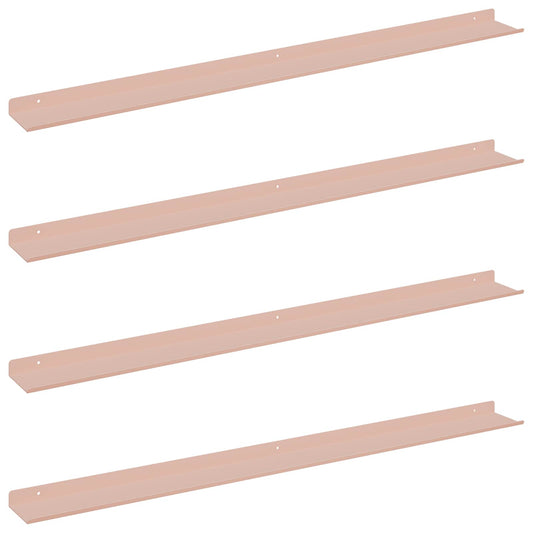 Floating Shelf 4 pcs Pink 100 x 9 x 2.5 cm Steel Floating Shelf 4 pcs Pink 100 x 9 x 2.5 cm Steel