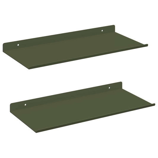Floating Shelf 2 pcs Olive Green 40 x 18 x 2.5 cm Steel Floating Shelf 2 pcs Olive Green 40 x 18 x 2.5 cm Steel