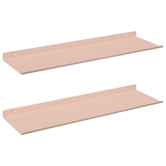 Floating Shelf Wall-mounted 2 pcs Pink 60 x 18 x 2.5 cm Steel Floating Shelf Wall-mounted 2 pcs Pink 60 x 18 x 2.5 cm Steel