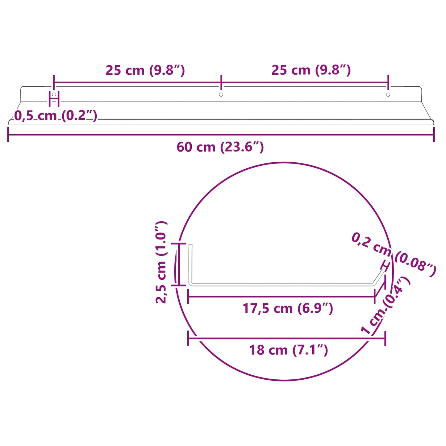 Floating Shelf Wall-mounted 4 pcs Pink 60 x 18 x 2.5 cm Steel