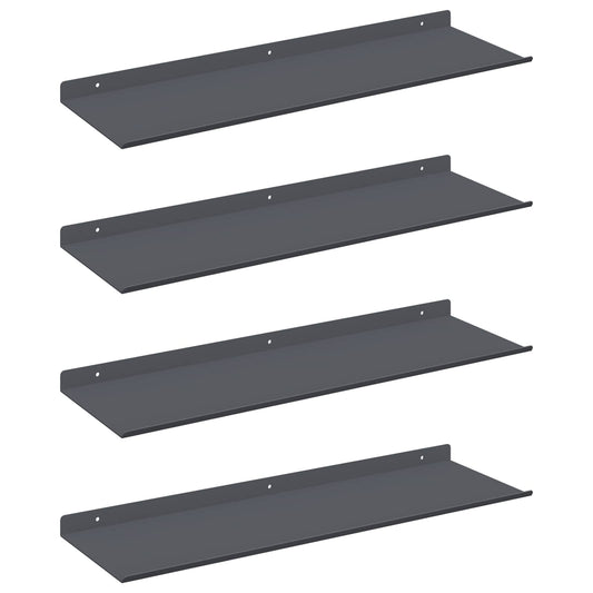 Floating Shelf 4 pcs Anthracite 60 x 18 x 2.5 cm Steel Floating Shelf 4 pcs Anthracite 60 x 18 x 2.5 cm Steel
