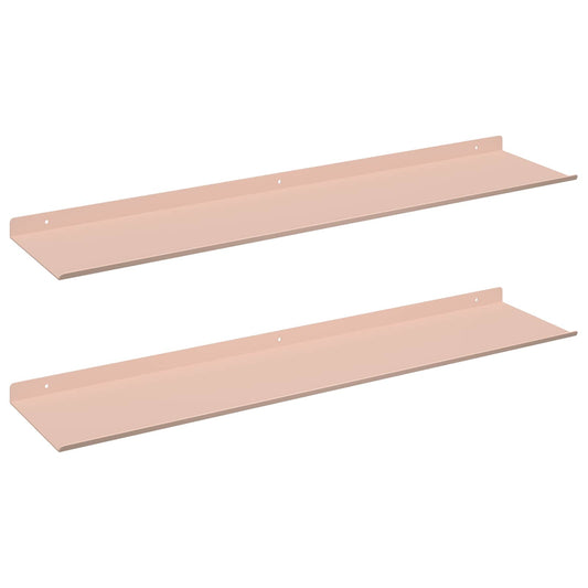 Floating Shelf Wall-mounted 2 pcs Pink 80 x 18 x 2.5 cm Steel Floating Shelf Wall-mounted 2 pcs Pink 80 x 18 x 2.5 cm Steel